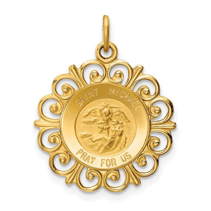 14K Gelbgold Sankt-Michael-Medaille-Charm