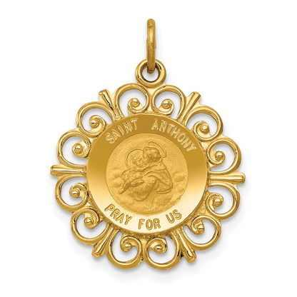 14K Gelbgold Heiliger Antonius Medaille Charm