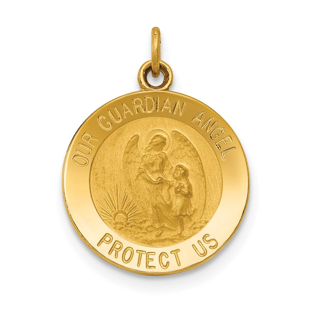 14K Gelbgold Schutzengel-Medaille-Charm