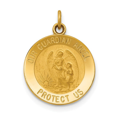 14K Gelbgold Schutzengel-Medaille-Charm