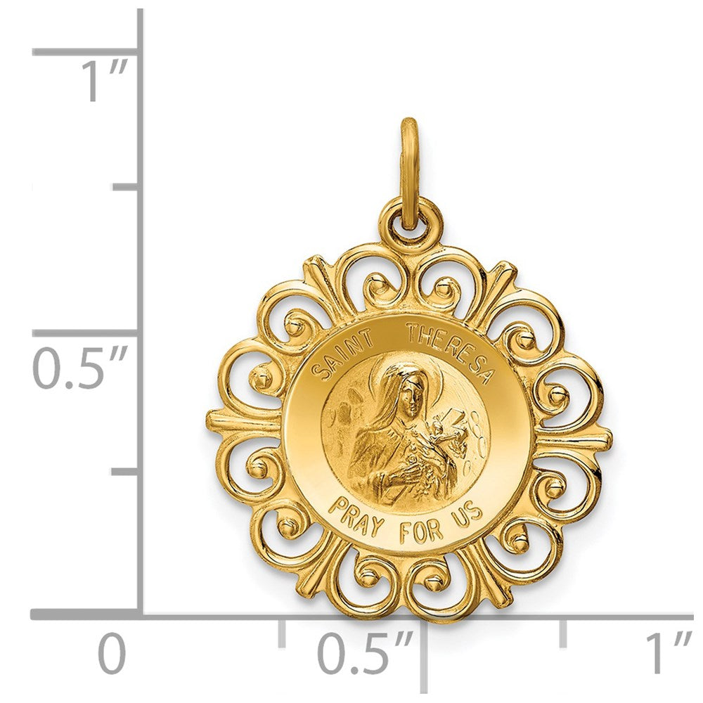 14K Gelbgold Heilige Theresa Medaille Charm