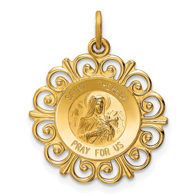 14K Gelbgold Heilige Theresa Medaille Charm