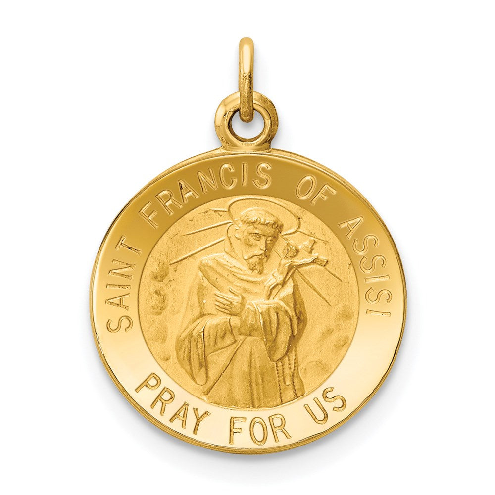 14K Gelbgold Heiliger-Franz-von-Assisi-Medaille-Charm