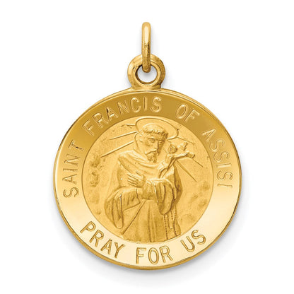 14K Gelbgold Heiliger-Franz-von-Assisi-Medaille-Charm