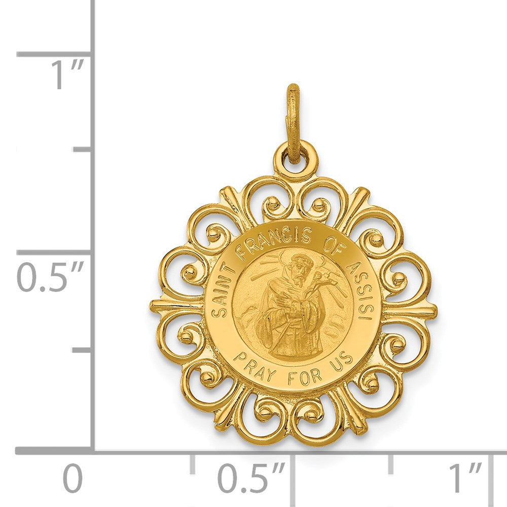 14K Gelbgold Heiliger Franz von Assisi Medaillenanhänger