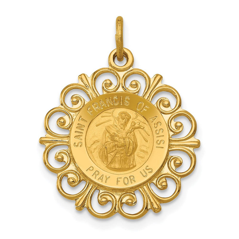 14K Gelbgold Heiliger Franz von Assisi Medaillenanhänger