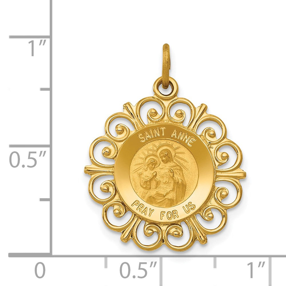 14K Gelbgold Heilige Anna Medaille Charm