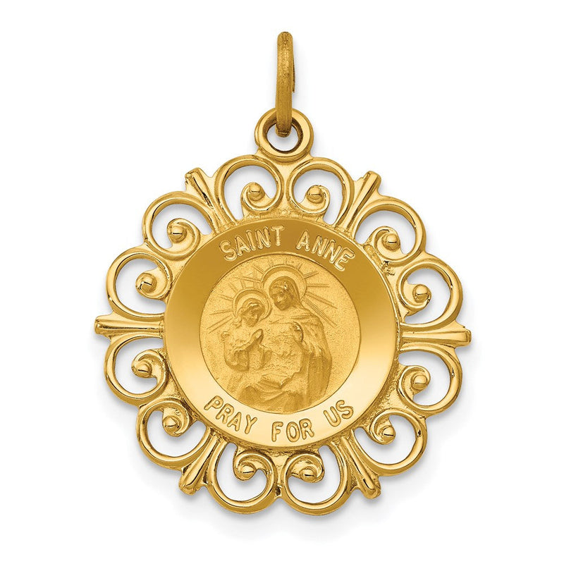14K Gelbgold Heilige Anna Medaille Charm