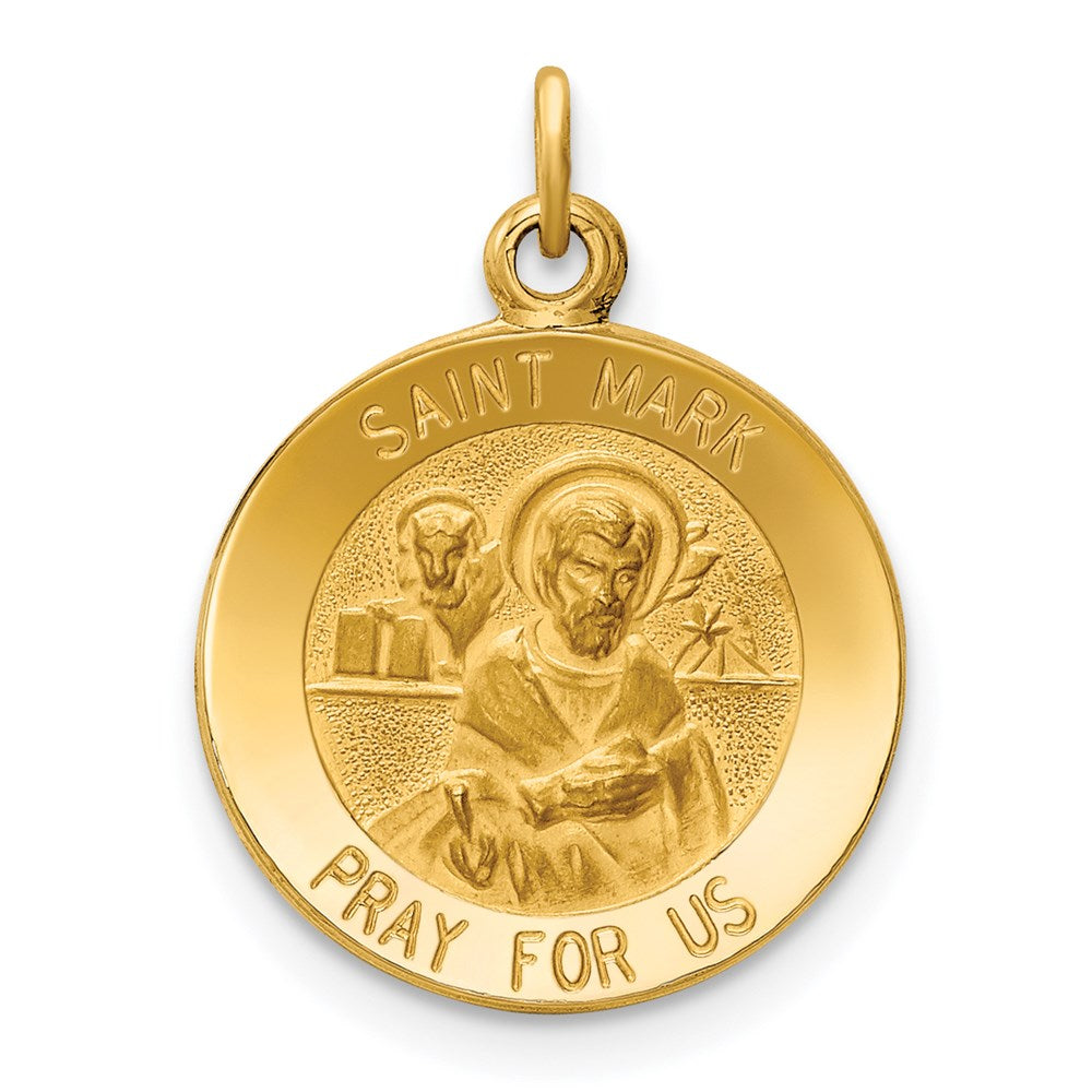 14K Gelbgold Heiliger Markus Medaille Charm