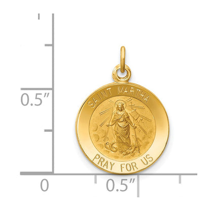 14K Gelbgold Heilige Martha Medaille Charm