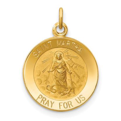 14K Gelbgold Heilige Martha Medaille Charm