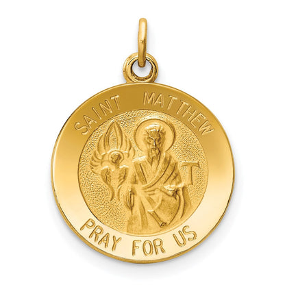 14K Gelbgold Heiliger Matthäus Medaille Charm