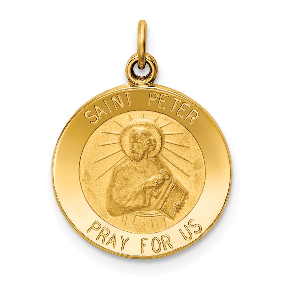 14K Gelbgold Heiliger Petrus Medaille Charm
