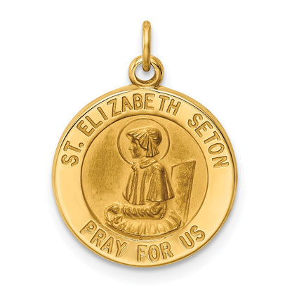 14K Gelbgold Heilige Elizabeth Seton Medaille Charm