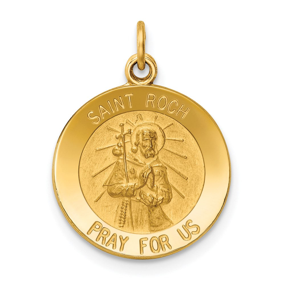 14 Karat Gelbgold Heiliger Rochus Medaille Charm
