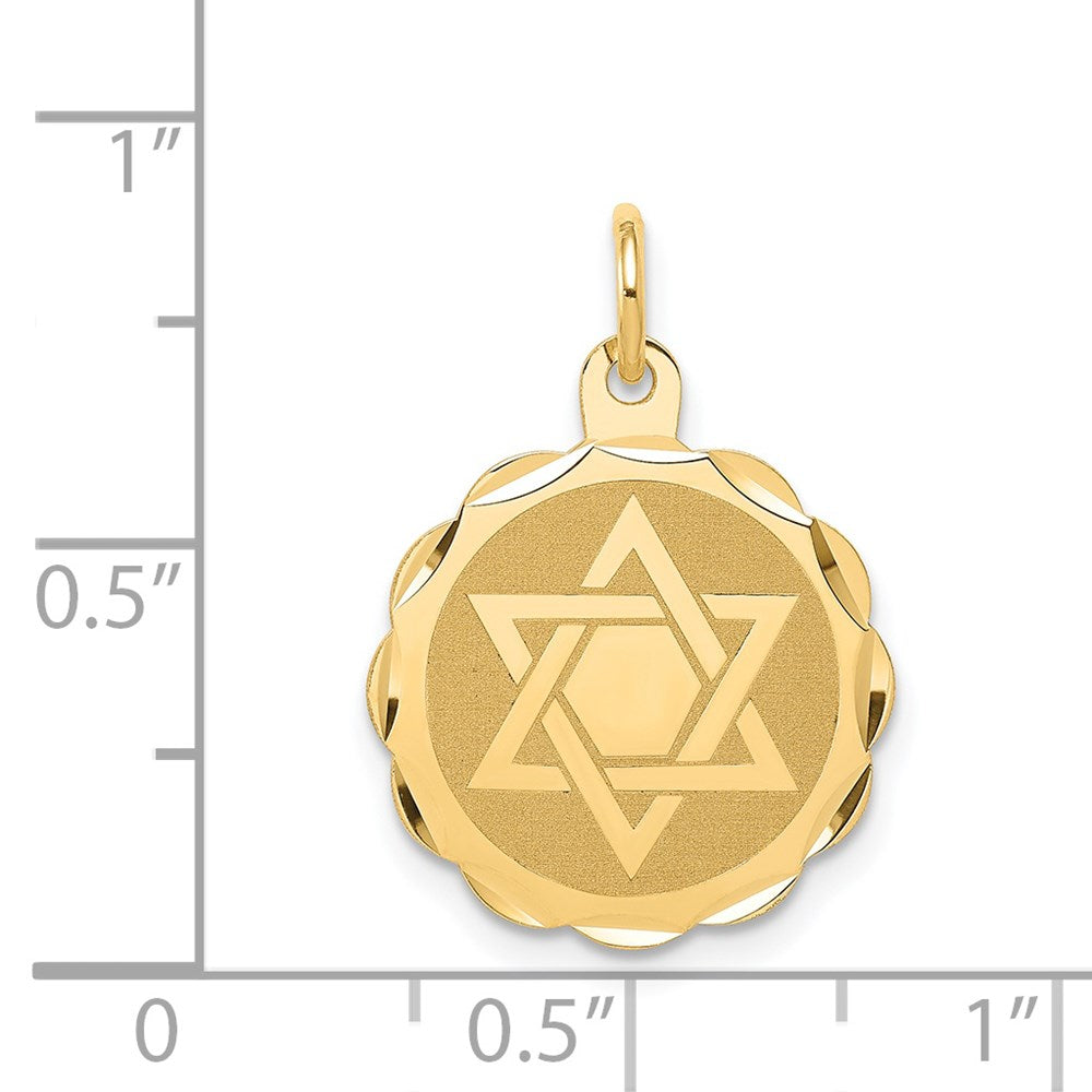 14K Gelbgold 14K Massiv Stern Of David Plättchen Charm