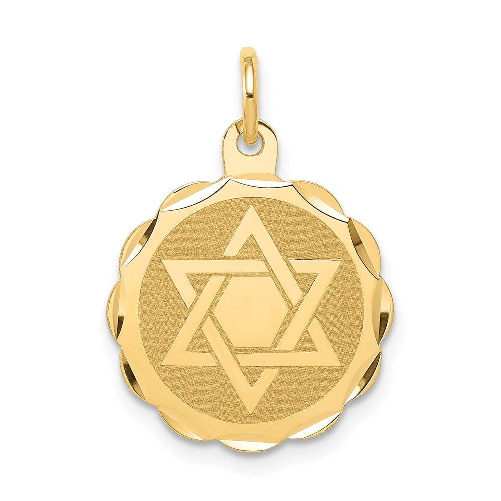 14K Gelbgold 14K Massiv Stern Of David Plättchen Charm