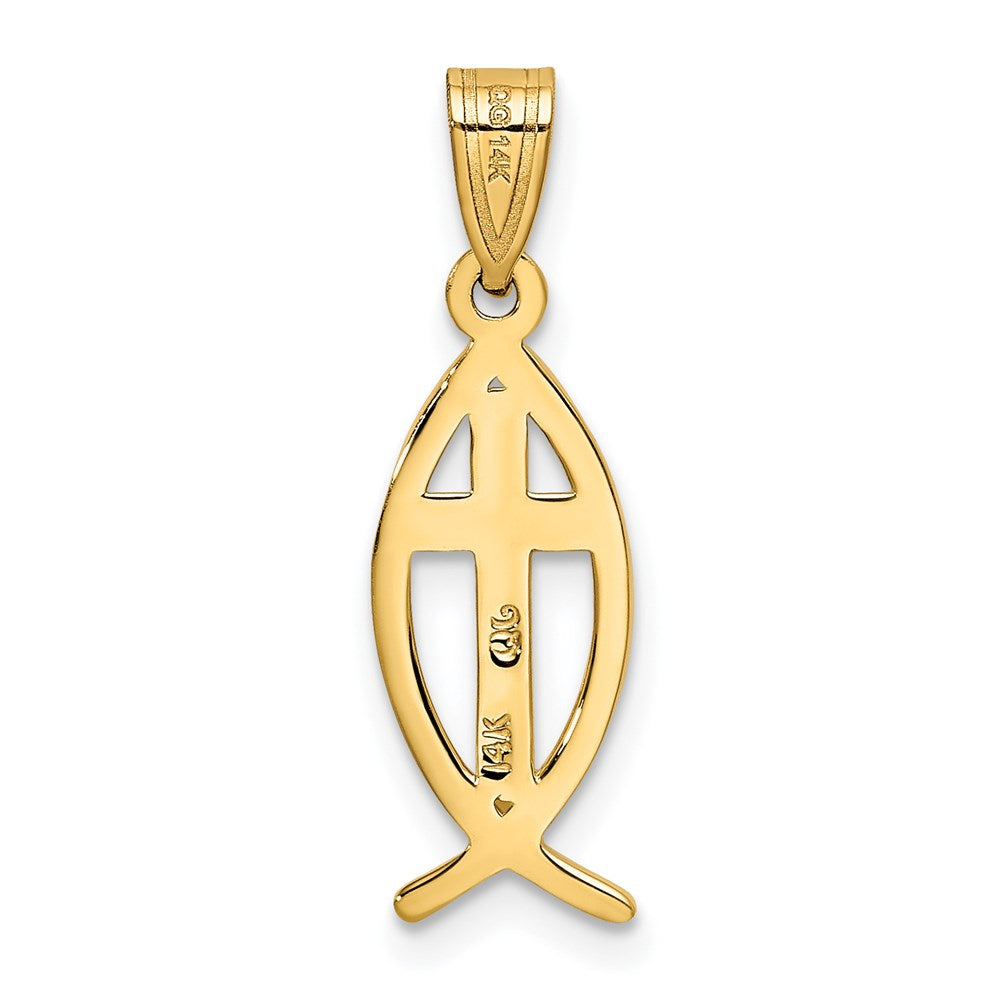 14K Gelbgold Ichthys-Fisch-Anhänger