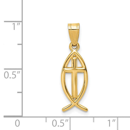 14K Gelbgold Ichthys-Fisch-Anhänger