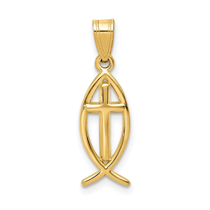 14K Gelbgold Ichthys-Fisch-Anhänger