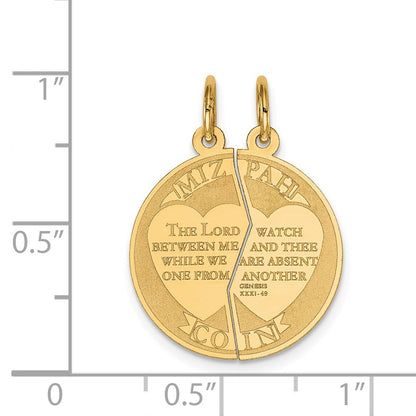 14 Karat Gelbgold Mizpah-Charm, 2-teilig