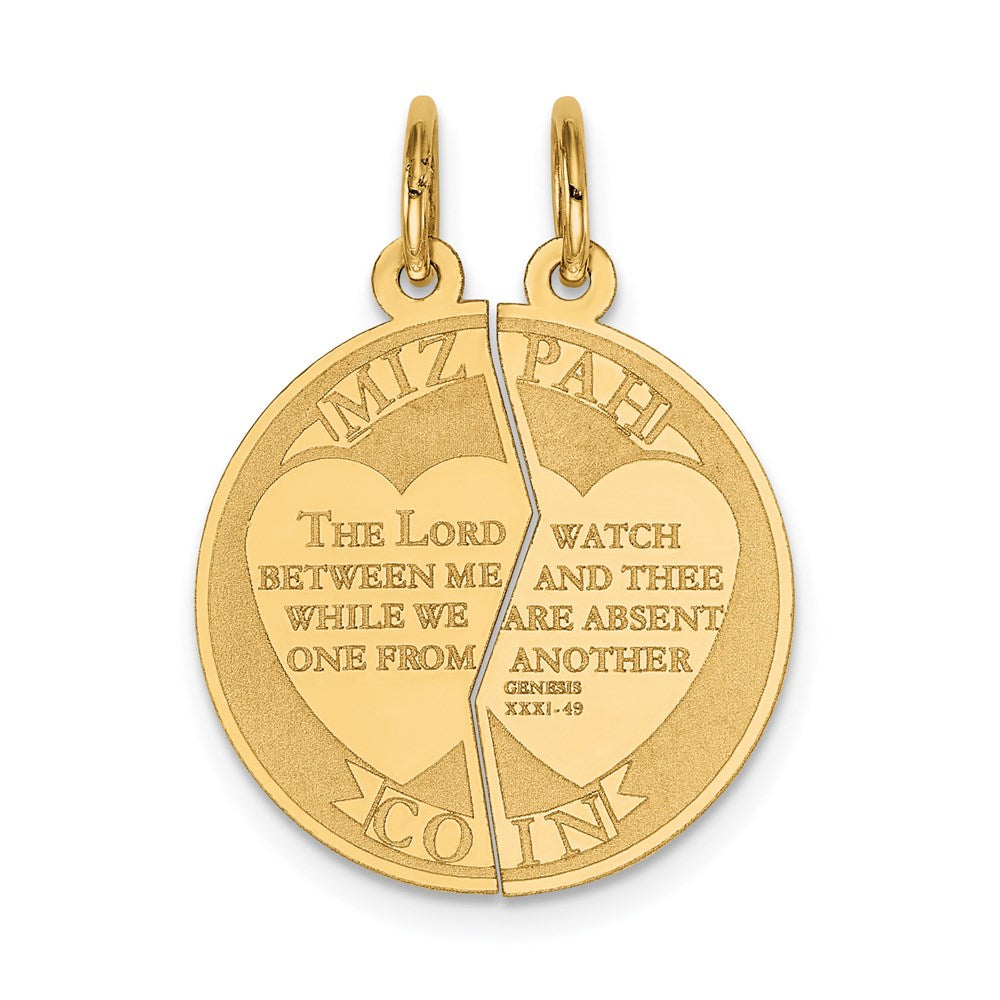 14 Karat Gelbgold Mizpah-Charm, 2-teilig