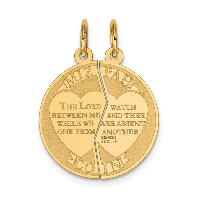 14 Karat Gelbgold Mizpah-Charm, 2-teilig