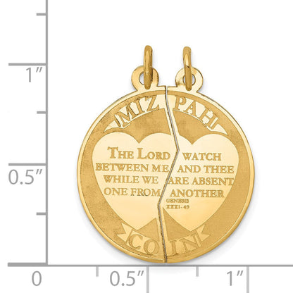 14K Gelbgold Mizpah 2-teiliger Charm