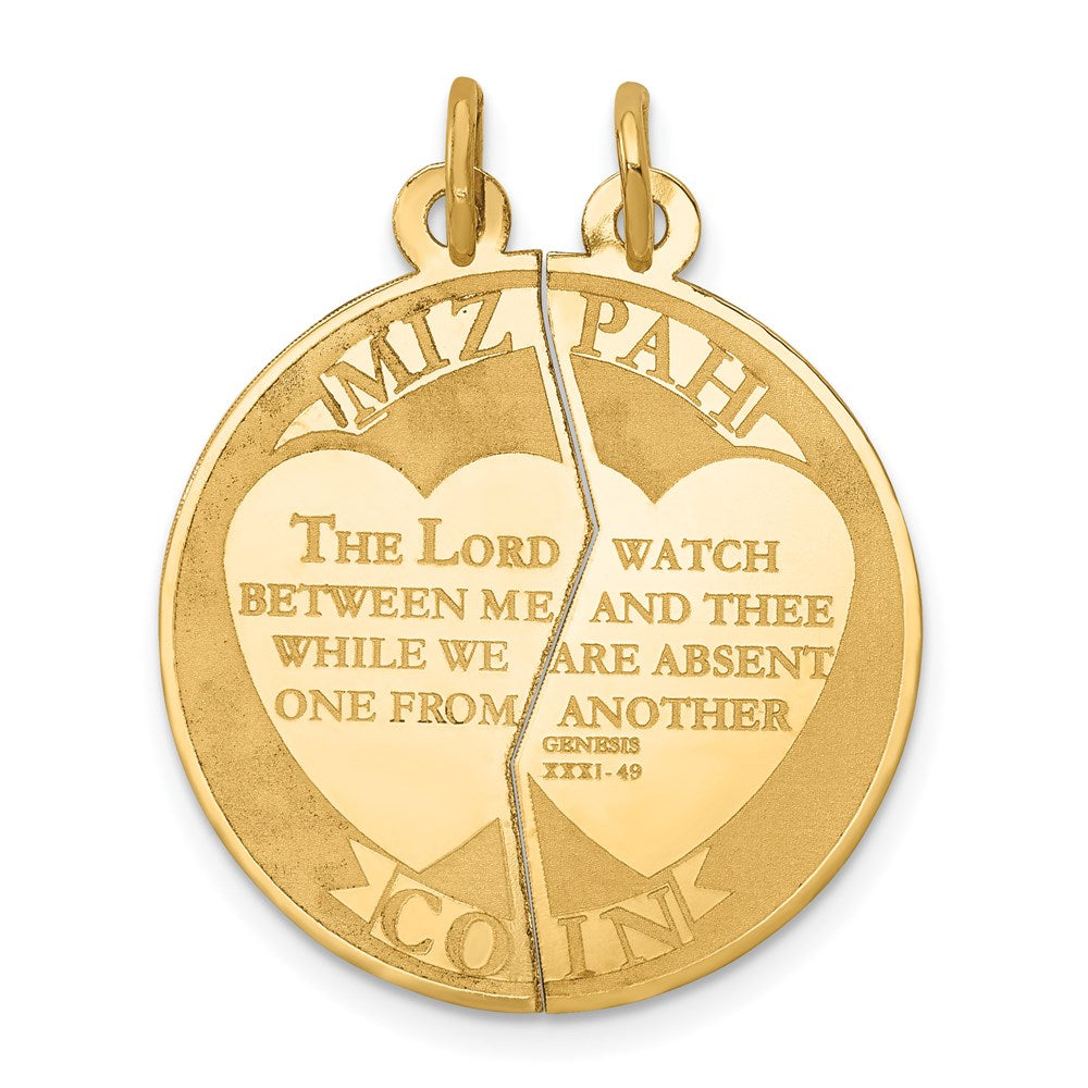 14K Gelbgold Mizpah 2-teiliger Charm