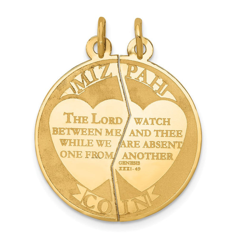 14K Gelbgold Mizpah 2-teiliger Charm