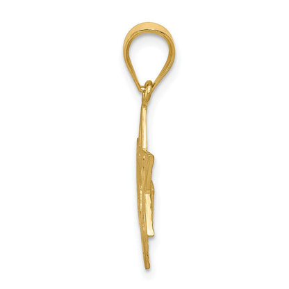 14K Gelbgold 14K Massiv Satiniert Stern Of David Charm