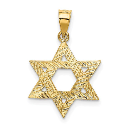 14K Gelbgold 14K Massiv Satiniert Stern Of David Charm
