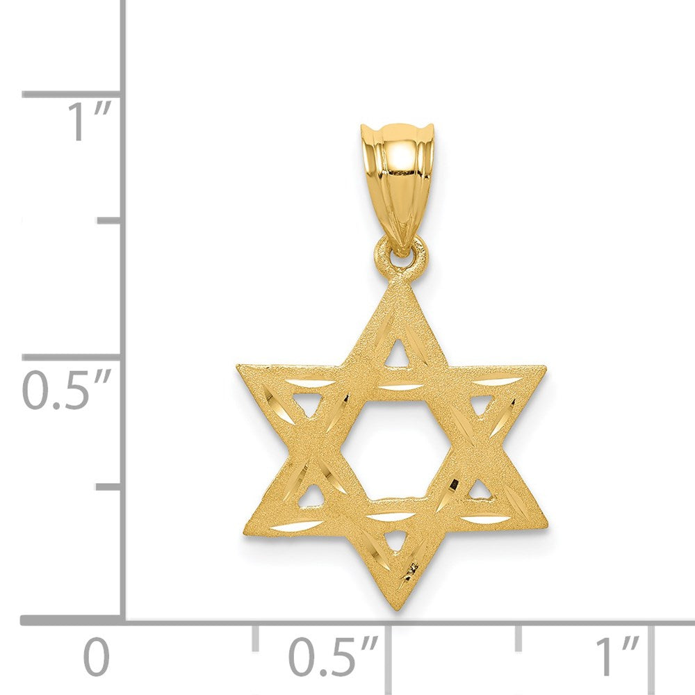 14K Gelbgold 14K Massiv Satiniert Stern Of David Charm