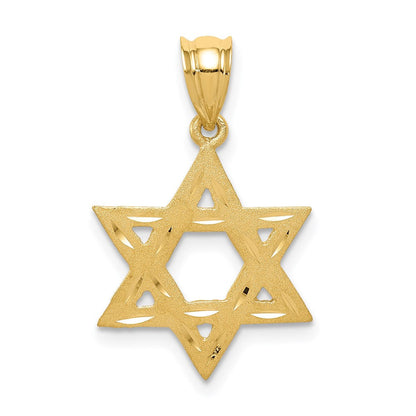 14K Gelbgold 14K Massiv Satiniert Stern Of David Charm