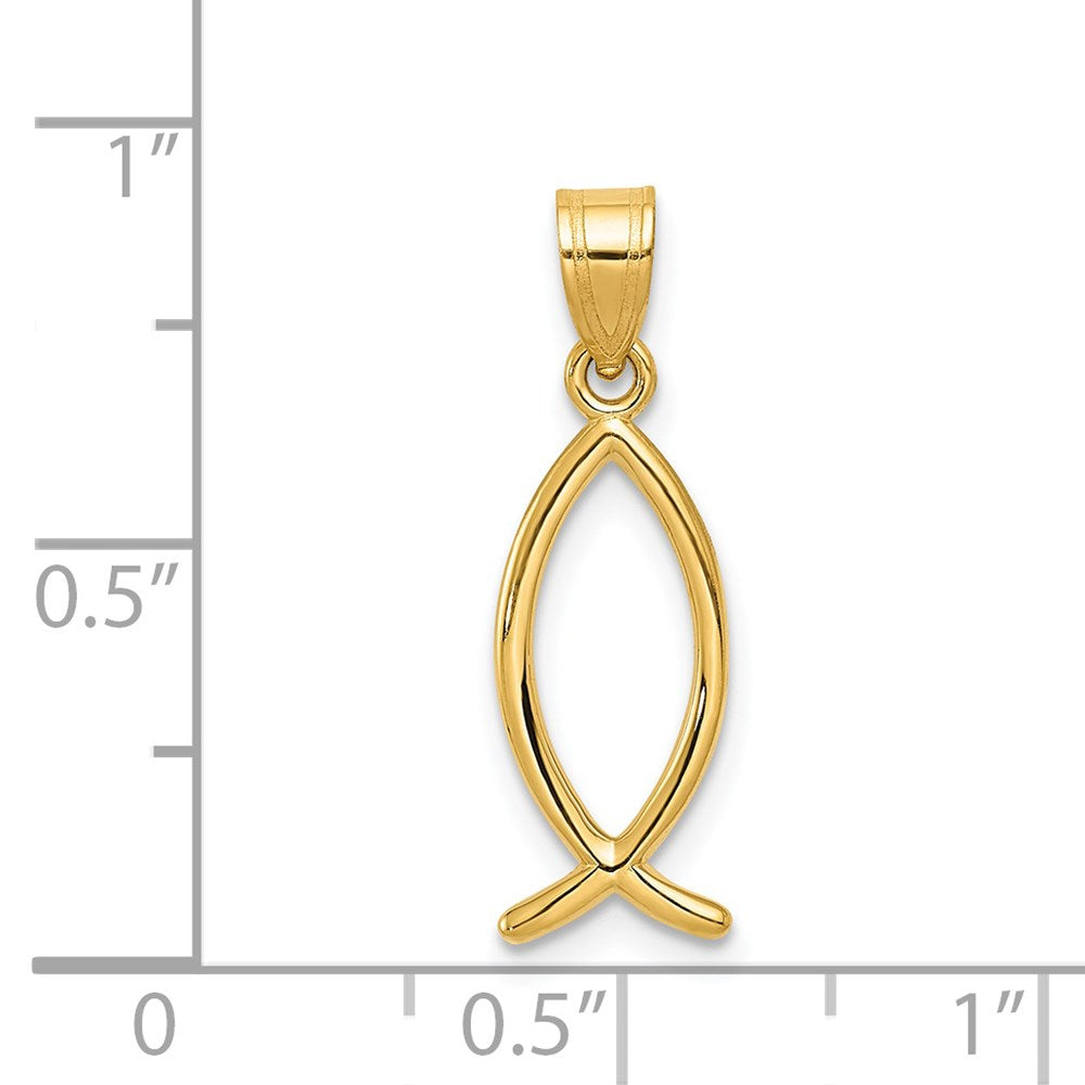 14K Gelbgold Ichthys-Fisch-Anhänger