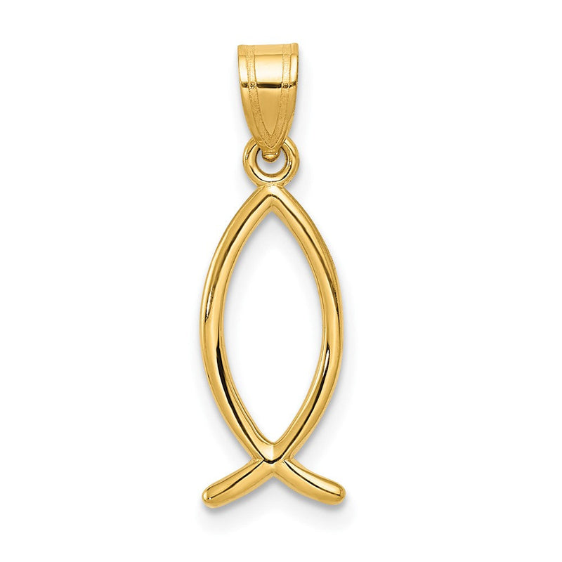 14K Gelbgold Ichthys-Fisch-Anhänger