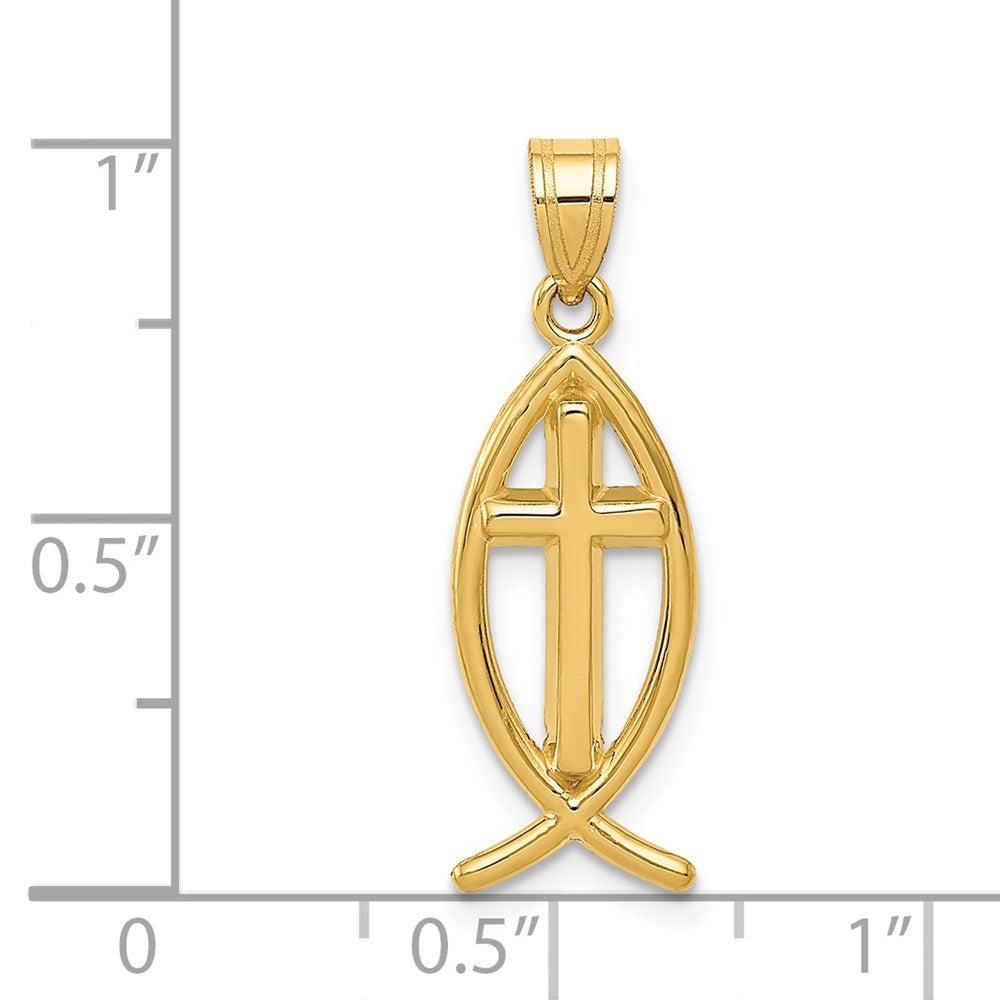 14K Gelbgold Ichthus-Fisch-Anhänger