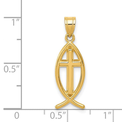 14K Gelbgold Ichthus-Fisch-Anhänger