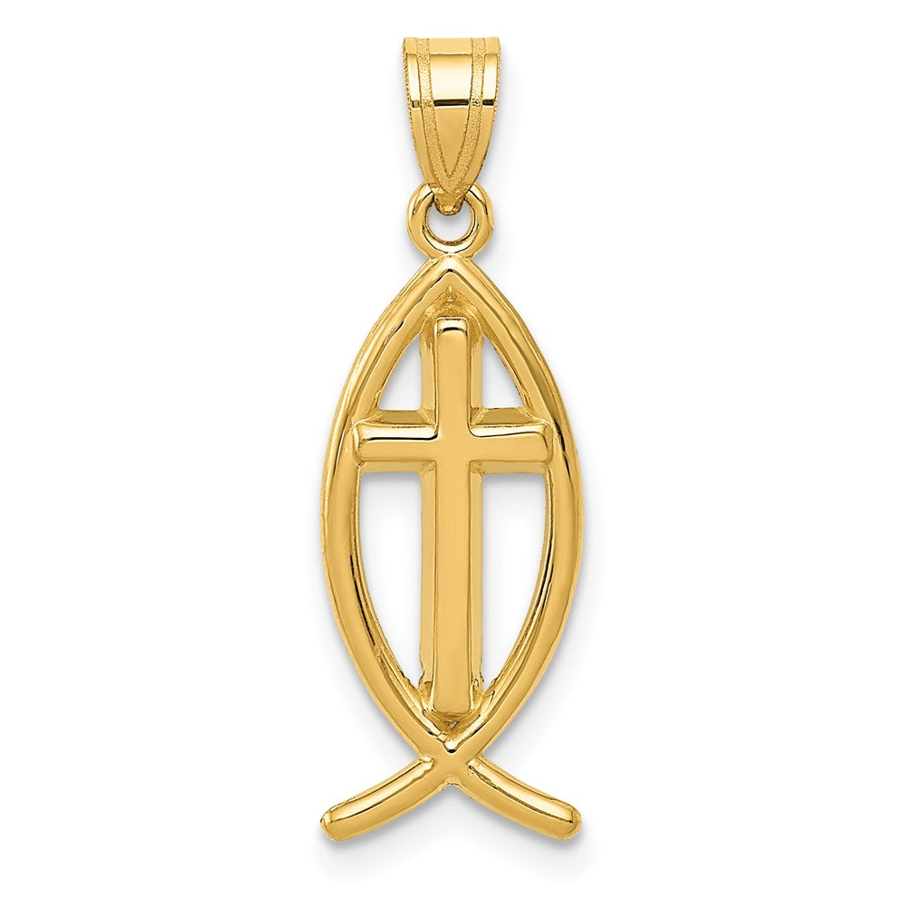 14K Gelbgold Ichthus-Fisch-Anhänger