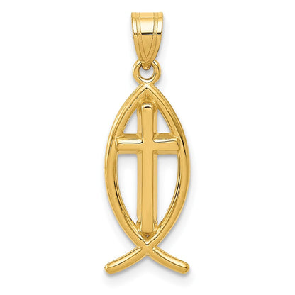 14K Gelbgold Ichthus-Fisch-Anhänger