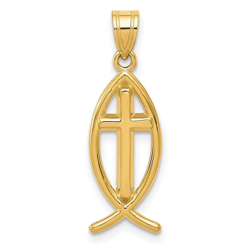 14K Gelbgold Ichthus-Fisch-Anhänger