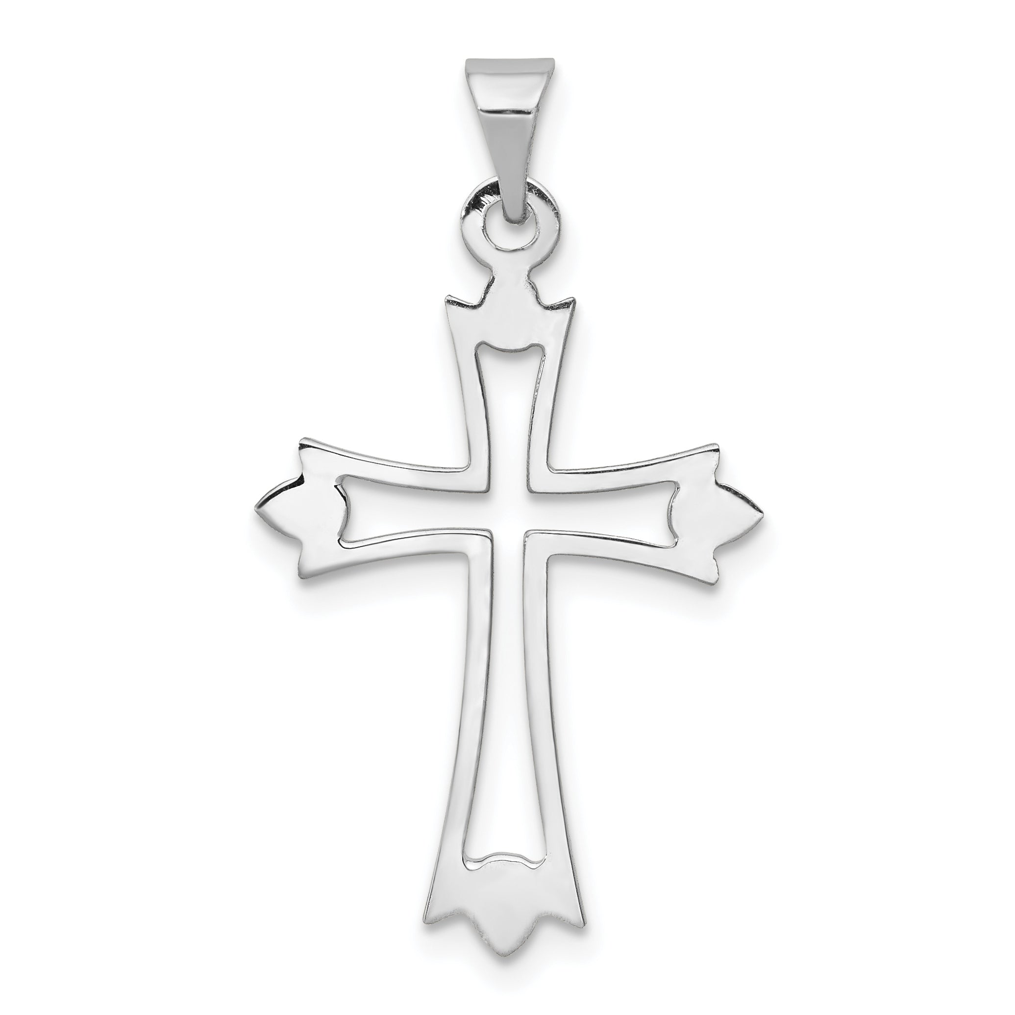14K Weißgold 14K Weißgold Knospend Kreuz Anhänger