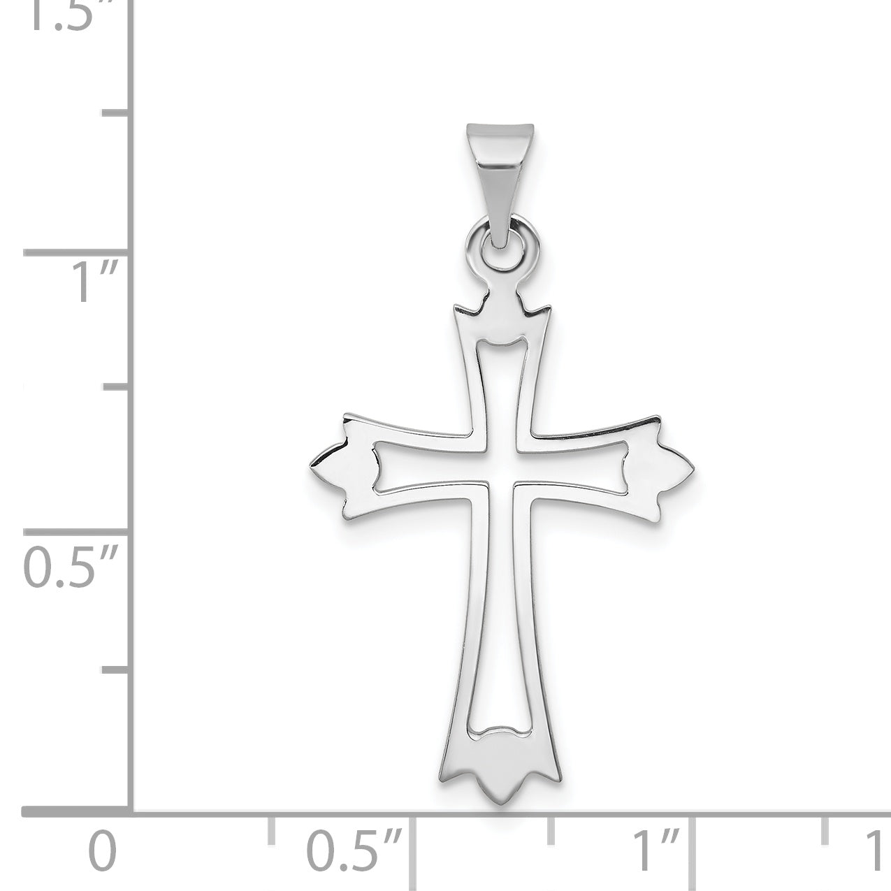 14K Weißgold 14K Weißgold Knospend Kreuz Anhänger