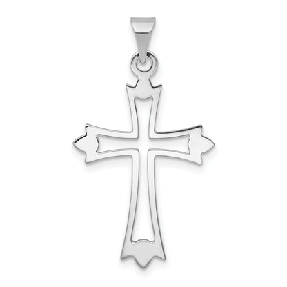 14K Weißgold 14K Weißgold Knospend Kreuz Anhänger