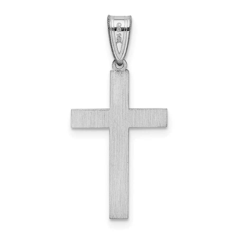 14K Weißgold 14K Weiß Lasergraviert Geätzt Kreuz Charm