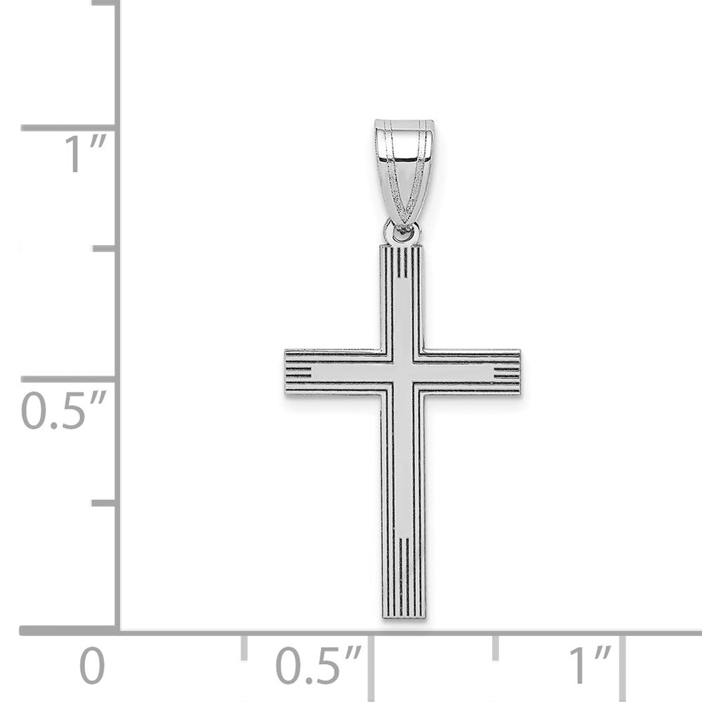 14K Weißgold 14K Weiß Lasergraviert Geätzt Kreuz Charm