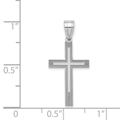 14K Weißgold 14K Weiß Lasergraviert Geätzt Kreuz Charm