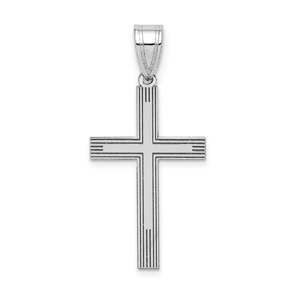 14K Weißgold 14K Weiß Lasergraviert Geätzt Kreuz Charm