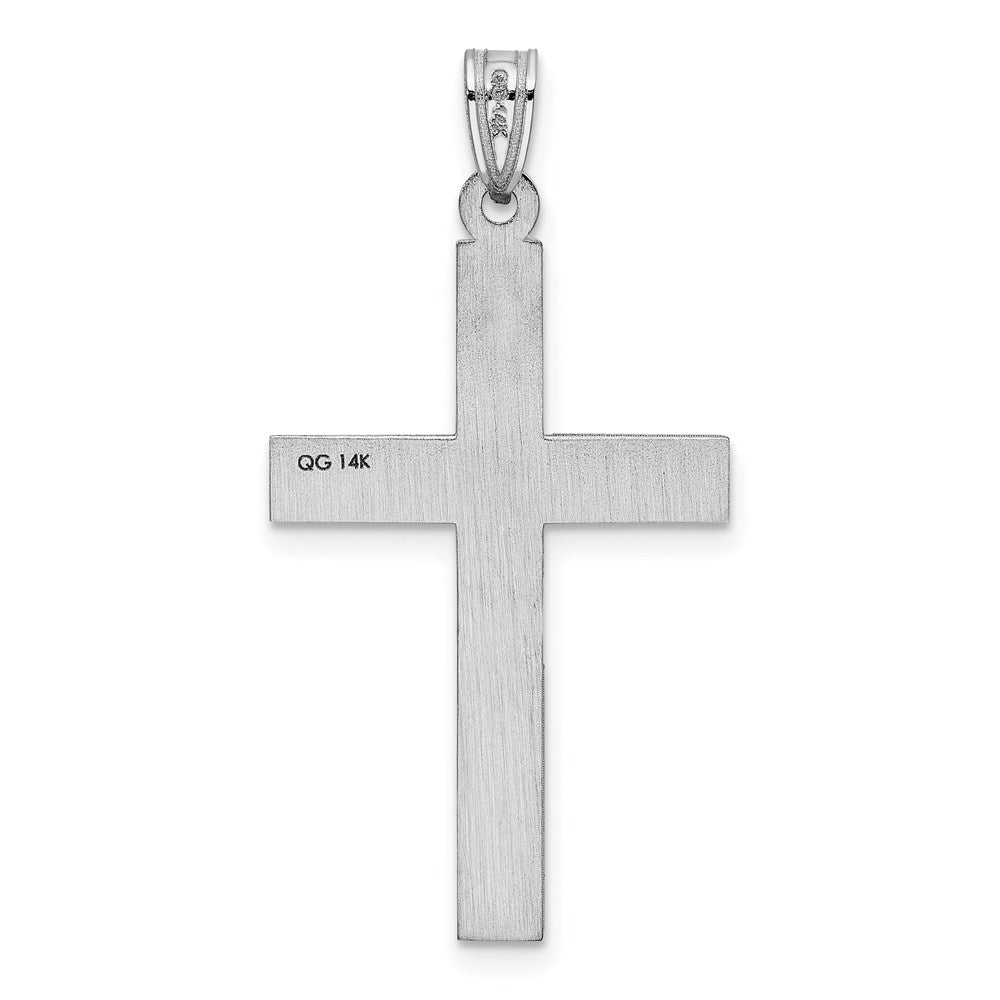 14K Weißgold Kreuz-Charm mit weißer Lasergravur