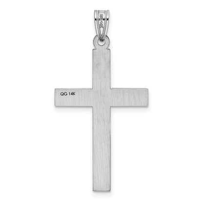 14K Weißgold Kreuz-Charm mit weißer Lasergravur